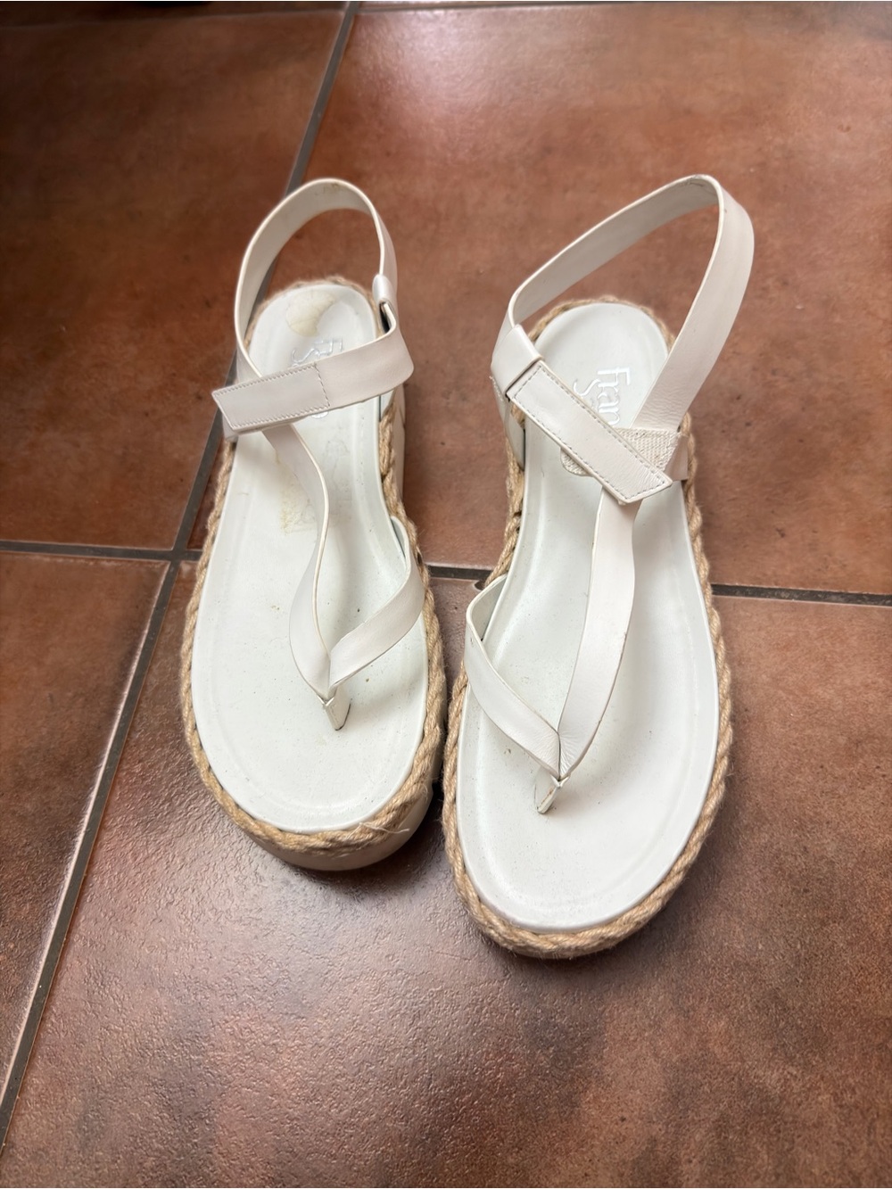 Franco Sarto Cream Espadrille Platform Sandals